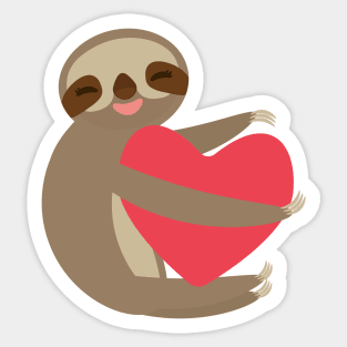 Cute sloth with red heart 2 Sticker